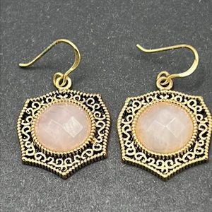 Vintage Barse pink faceted rose quartz earrings